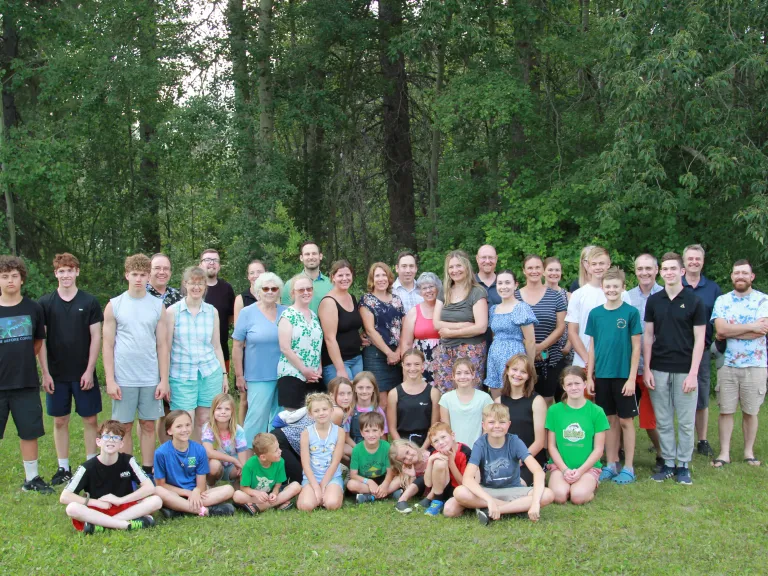 Camp Wildrose a large group of campers and staff gathered outdoors